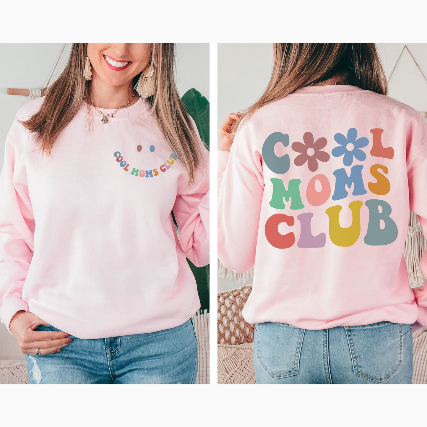 Modern Mama Marvel: Dual-Print Cool Moms Club Pullover