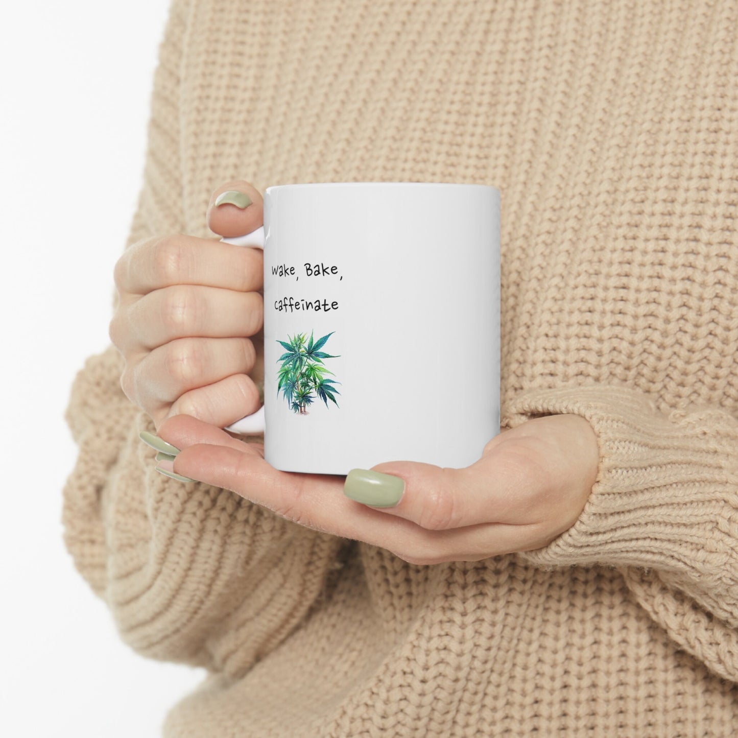 Wake, Bake, Caffeinate, Ceramic Mug 11oz, for Coffee and TeaHC lovers - Ceramic Tea Mug, Tea Time Mug - Coffee Mug, Ceramic Coffee Mug