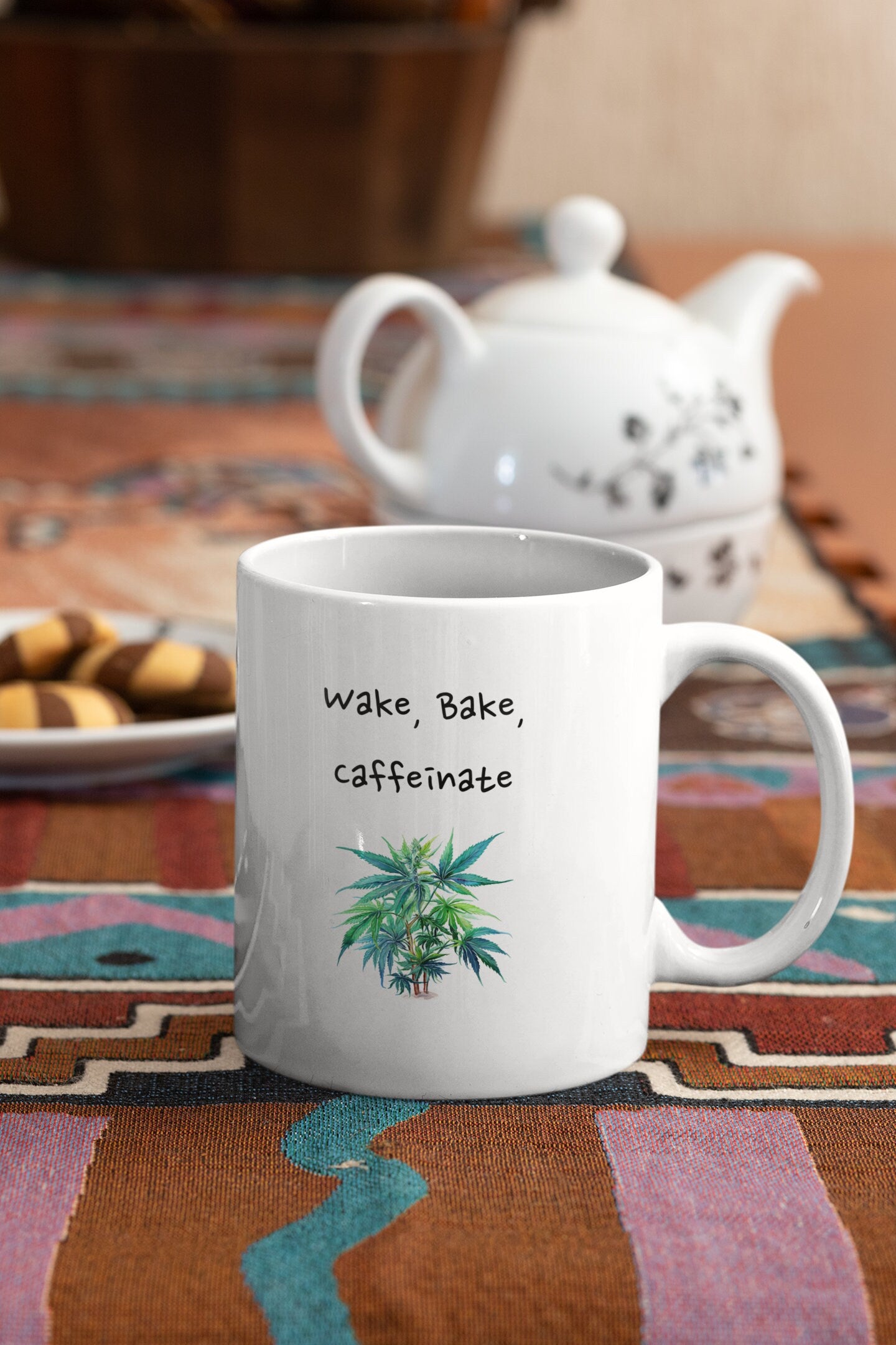 Wake, Bake, Caffeinate, Ceramic Mug 11oz, for Coffee and TeaHC lovers - Ceramic Tea Mug, Tea Time Mug - Coffee Mug, Ceramic Coffee Mug