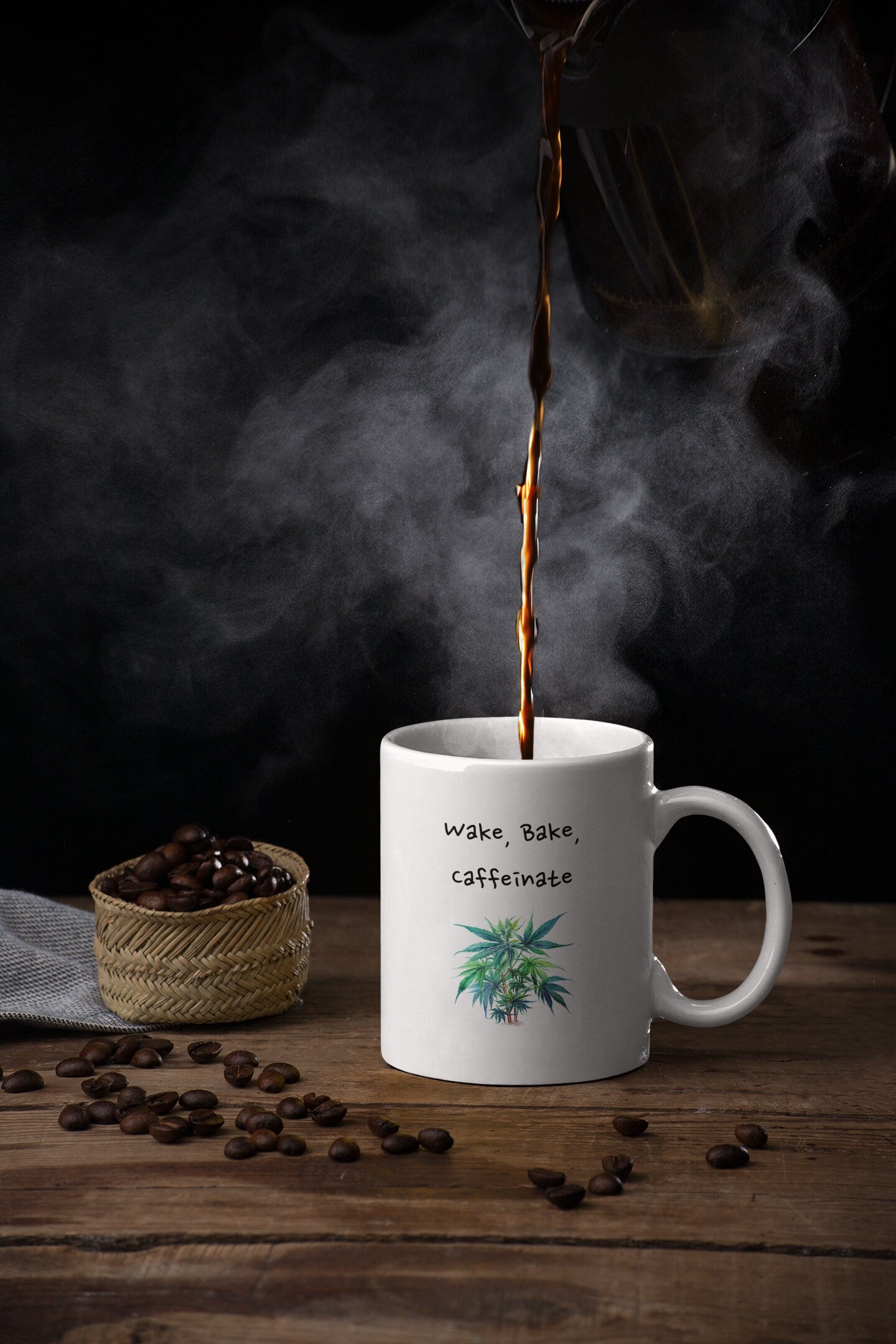 Wake, Bake, Caffeinate, Ceramic Mug 11oz, for Coffee and TeaHC lovers - Ceramic Tea Mug, Tea Time Mug - Coffee Mug, Ceramic Coffee Mug