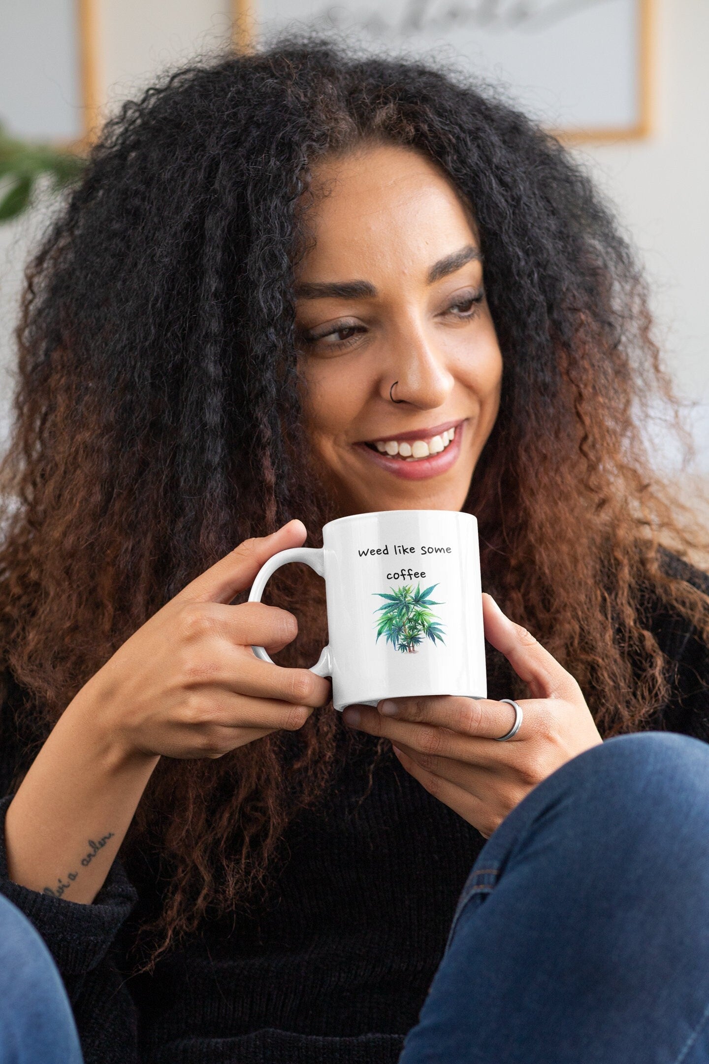 Weed Like Some Coffee Cannabis Plant Ceramic Mug 11oz for Your Nature Loving Friends - Tea Mug - Tea Time Mug - Coffee Mug, Ceramic Mug