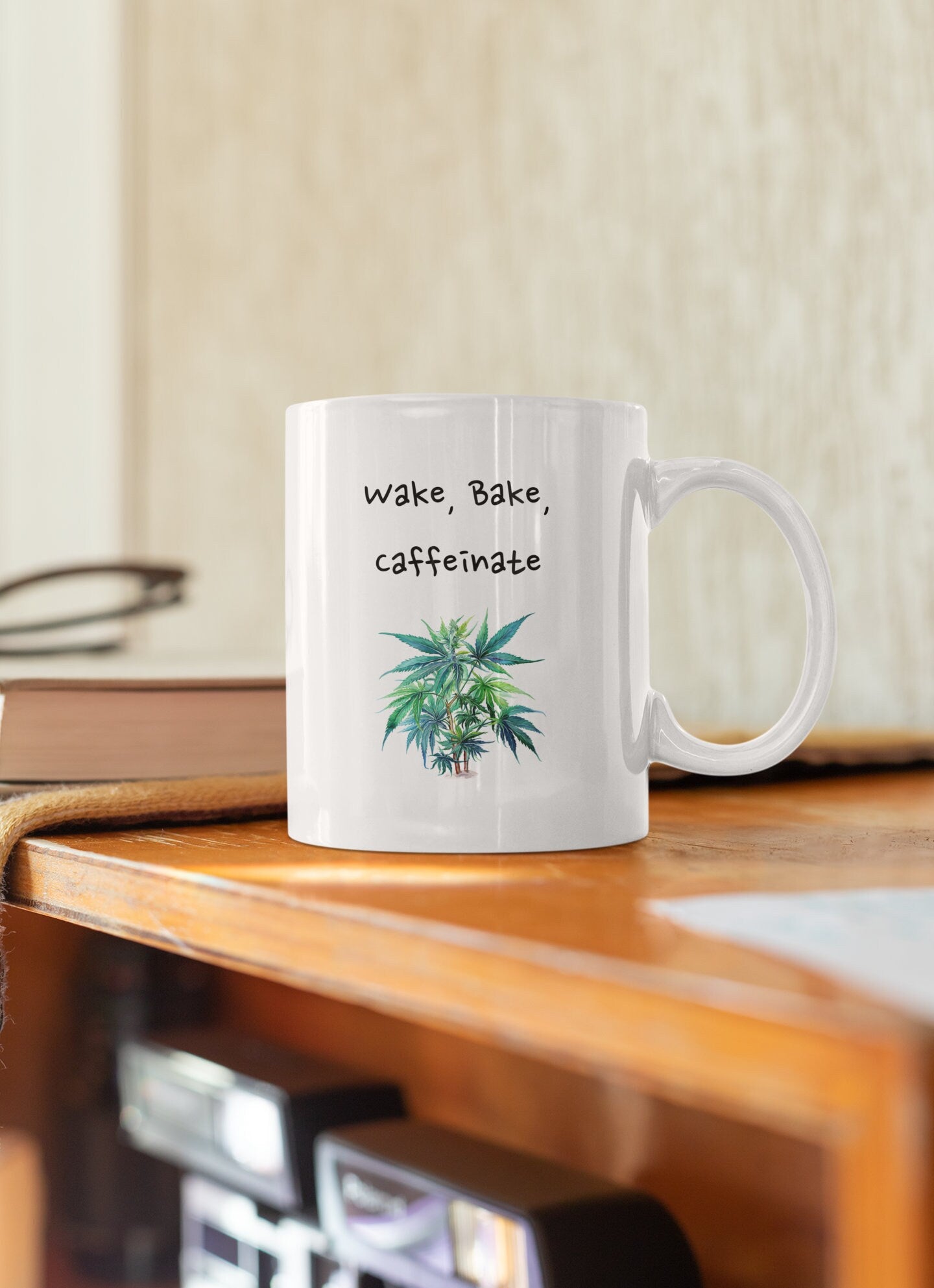 Wake, Bake, Caffeinate, Ceramic Mug 11oz, for Coffee and TeaHC lovers - Ceramic Tea Mug, Tea Time Mug - Coffee Mug, Ceramic Coffee Mug