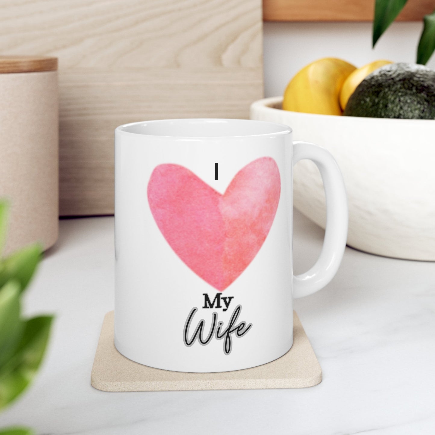 I Heart My Wife Ceramic Mug 11oz, Father's Day Gift, Mother's Day Gift, Christmas Gift, Love, Anniversary Gift