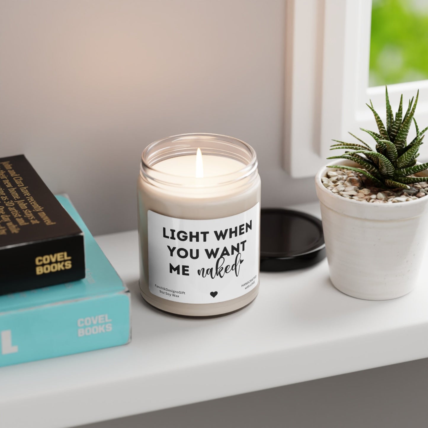 Light When You Want Me Naked Candle: Funny Soy Gift for Him 9oz