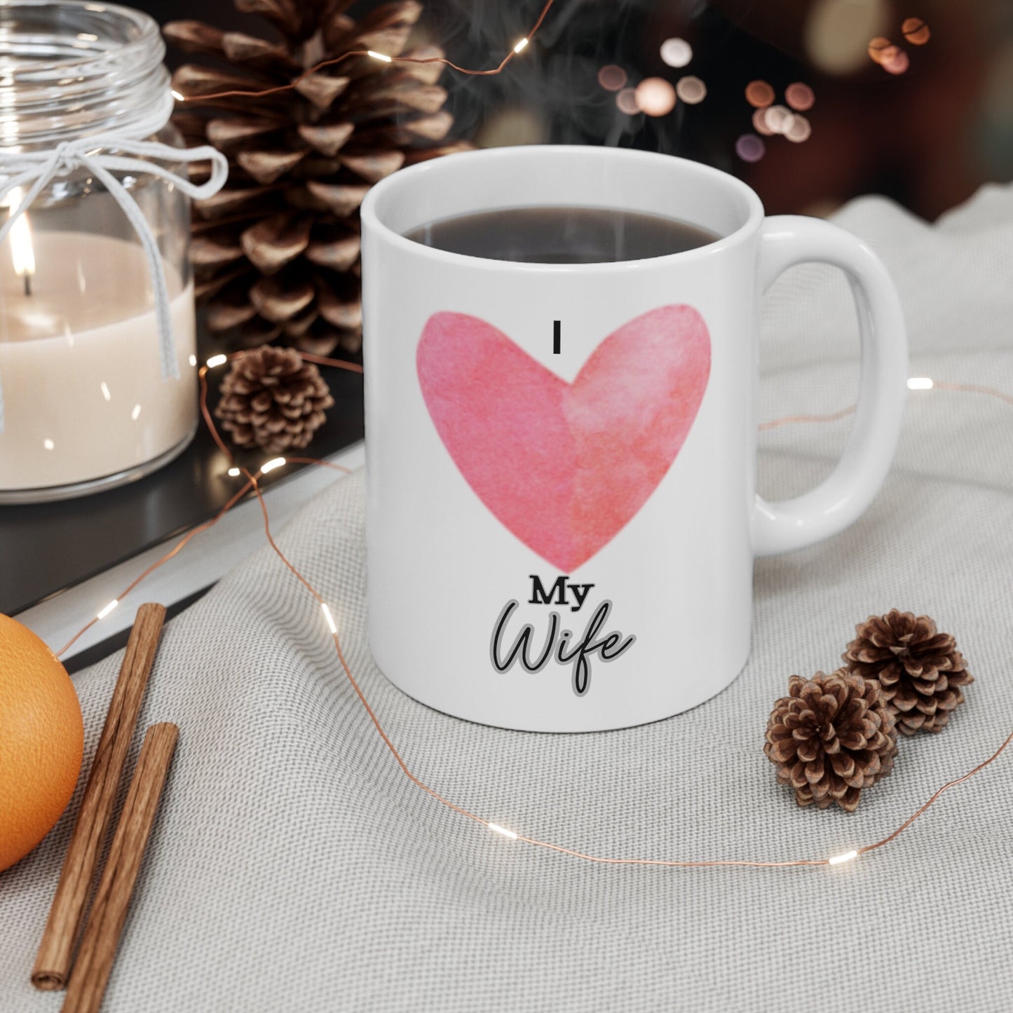 I Heart My Wife Ceramic Mug 11oz, Father's Day Gift, Mother's Day Gift, Christmas Gift, Love, Anniversary Gift