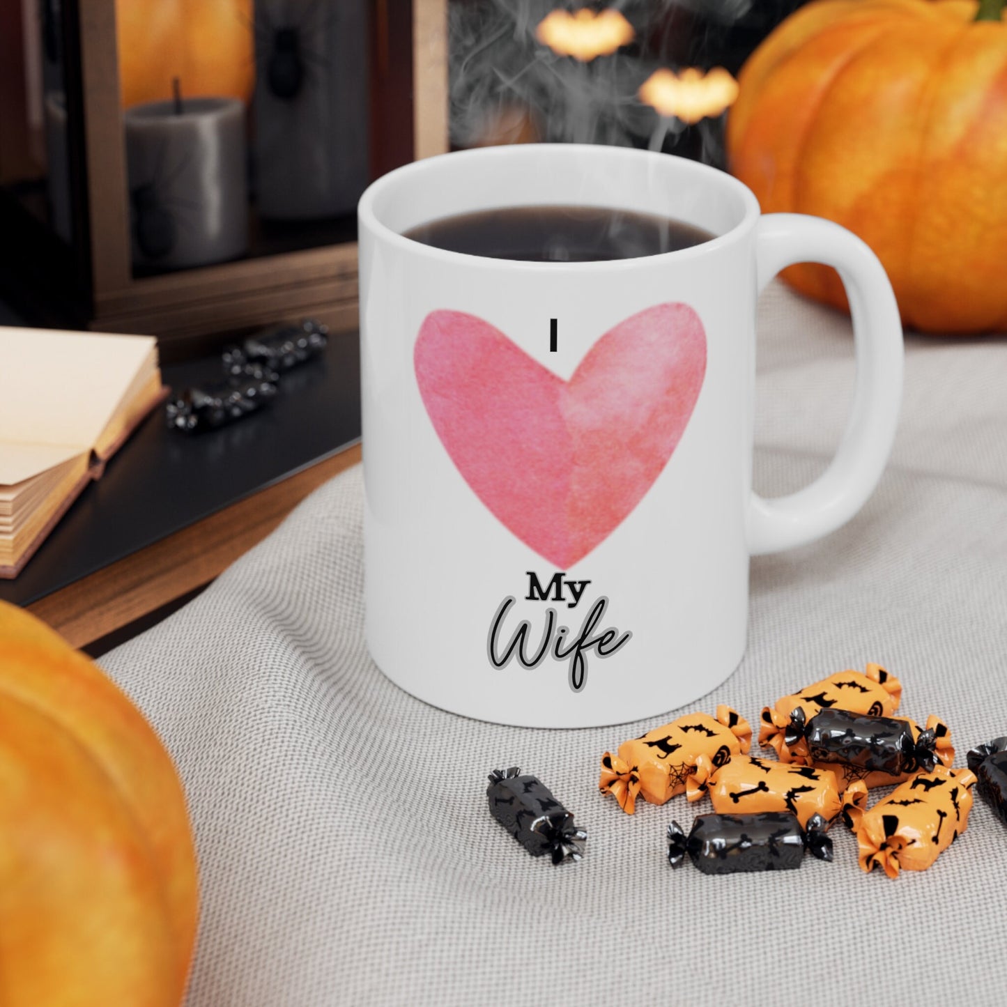 I Heart My Wife Ceramic Mug 11oz, Father's Day Gift, Mother's Day Gift, Christmas Gift, Love, Anniversary Gift