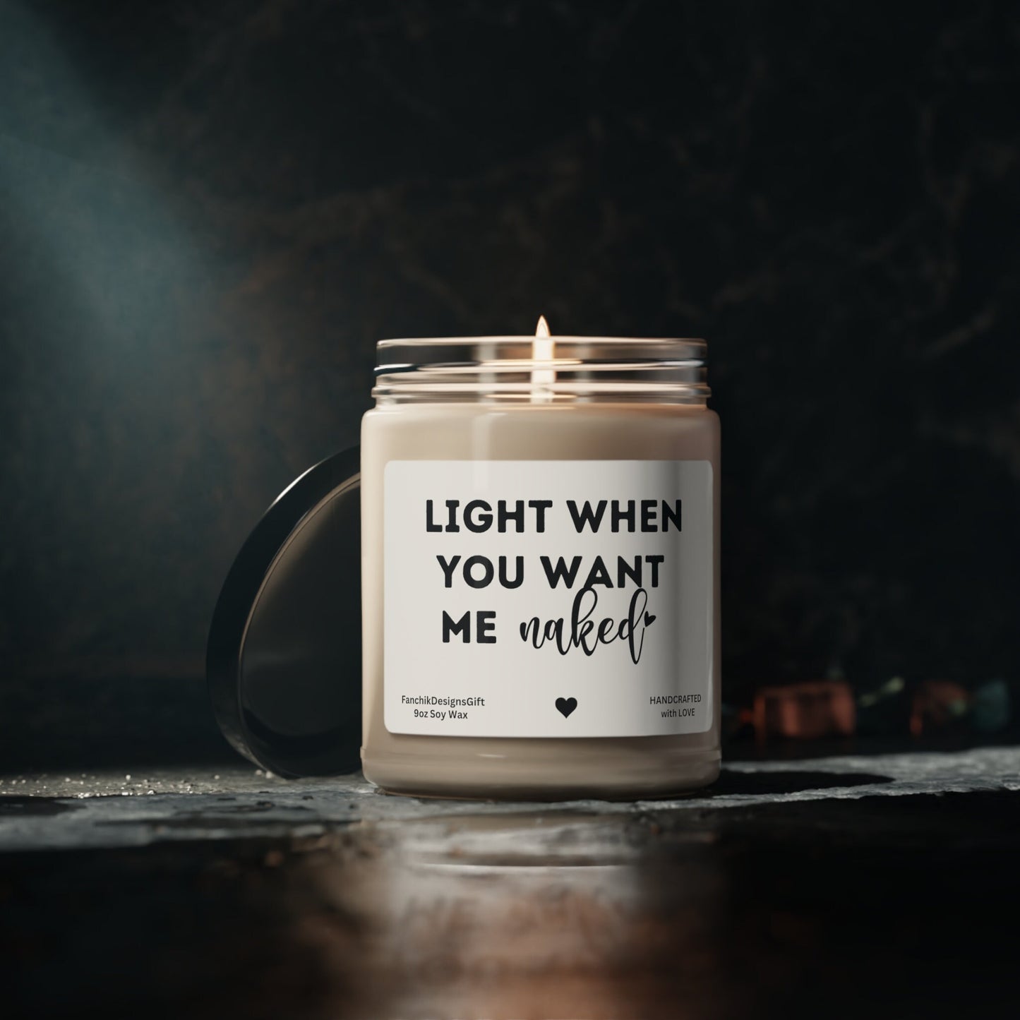 Light When You Want Me Naked Candle: Funny Soy Gift for Him 9oz