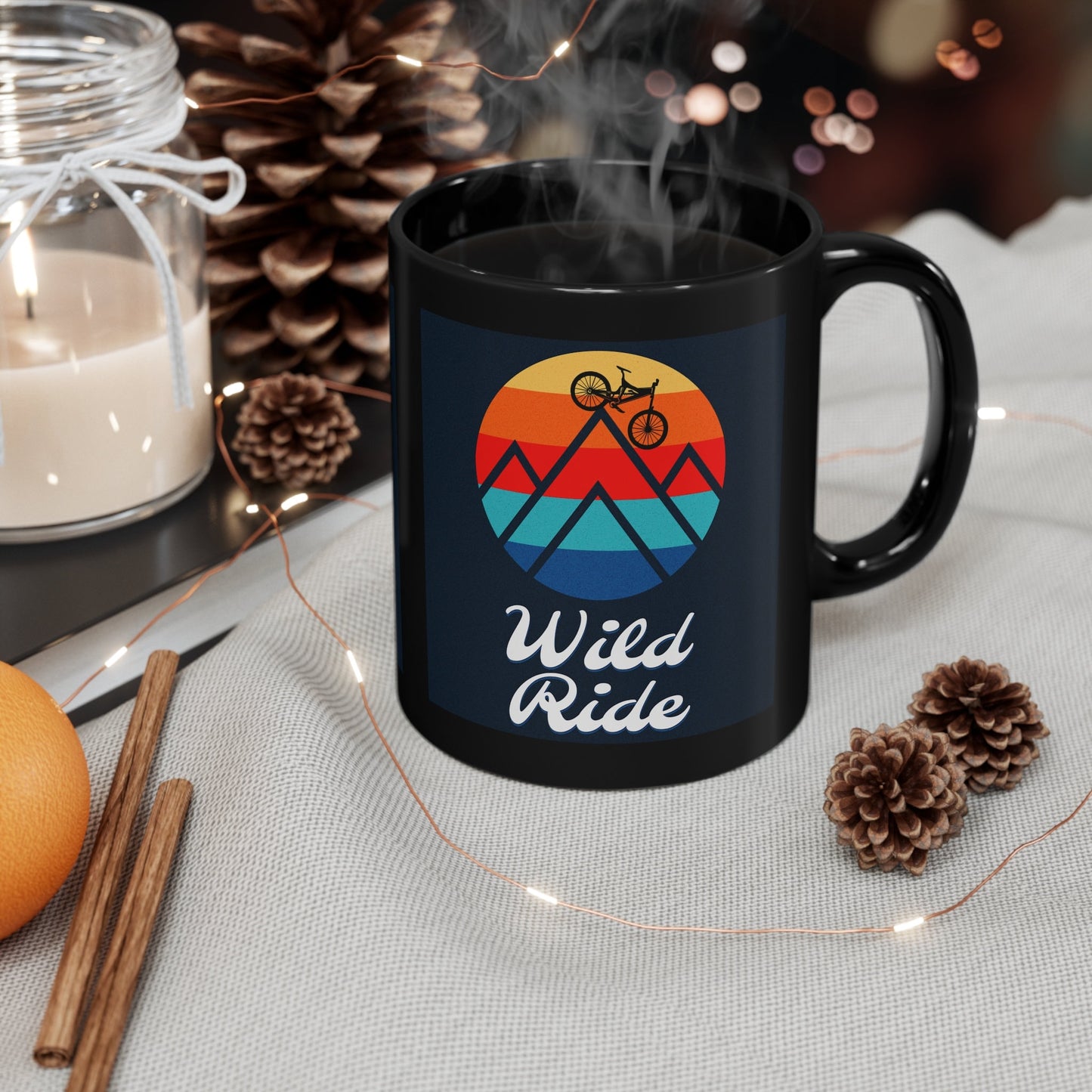 Wild Ride, Mountain Biking 11oz Black Mug, Outdoors, Nature