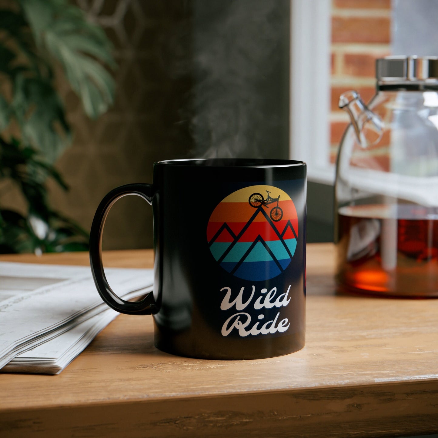 Wild Ride, Mountain Biking 11oz Black Mug, Outdoors, Nature